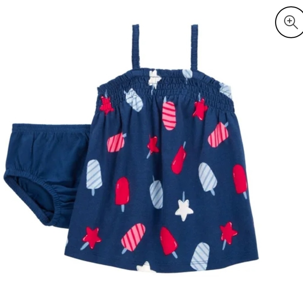 New With Tags Carter's Baby Girl Patriotic Dress Set, 2-Piece, Size 0-3
